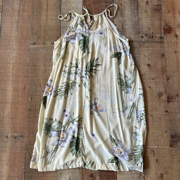 Vintage Winnie Fashion Floral Dress Size S Yellow Hawaiian Halter Swim Cover up - Picture 8 of 8